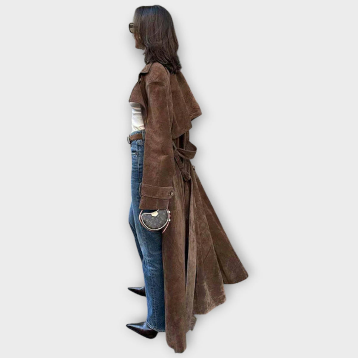 Sabine | Trench Élégant Long Daim
