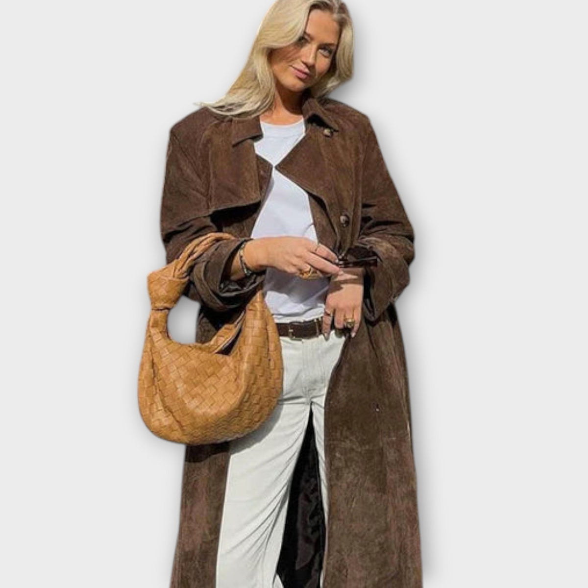 Sabine | Trench Élégant Long Daim