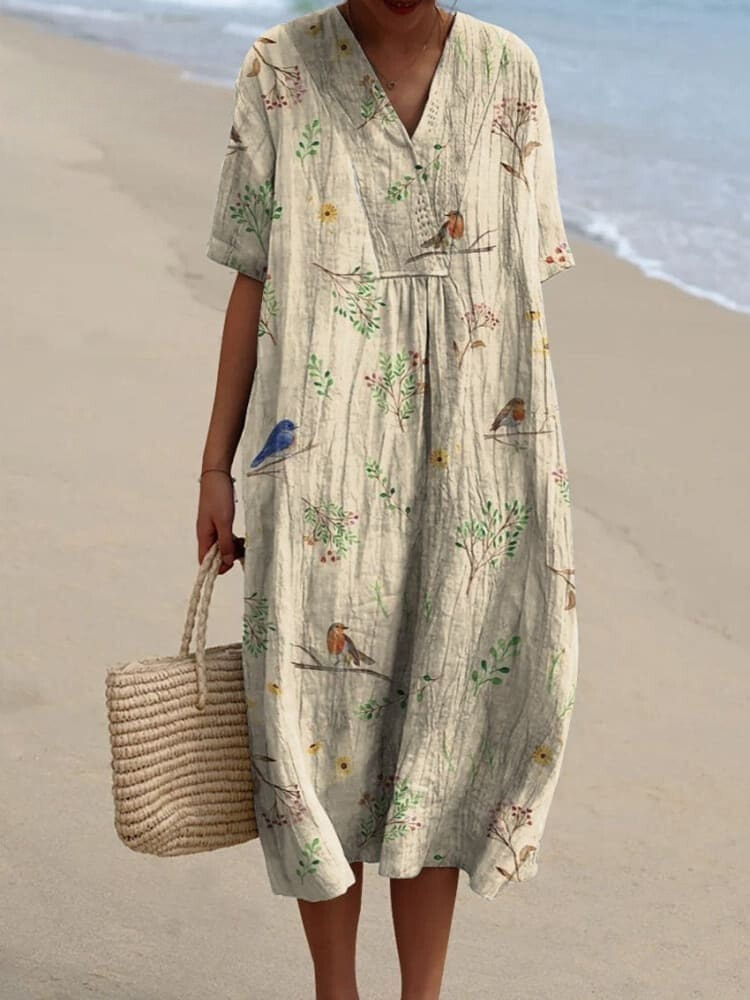 Clémence – Chemise Décontractée Pour Femmes Avec Imprimé Oiseaux Et Branches, Élégante Et Unique