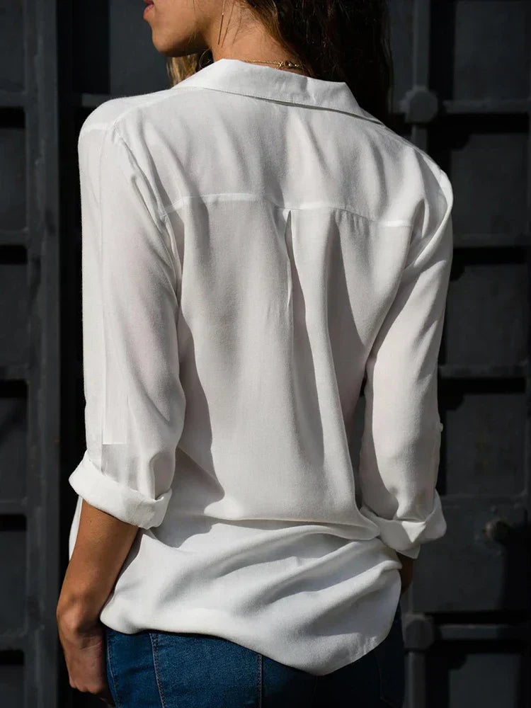 Julie - Blouse Chiffon Élégante Col V Femme