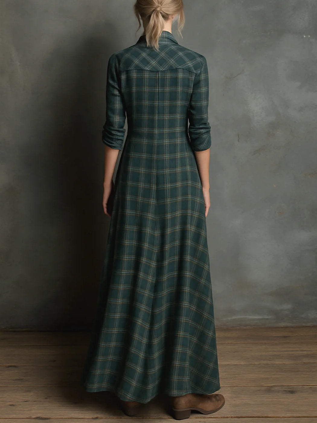 Camille - Robe Chemise Longue Femme à Carreaux