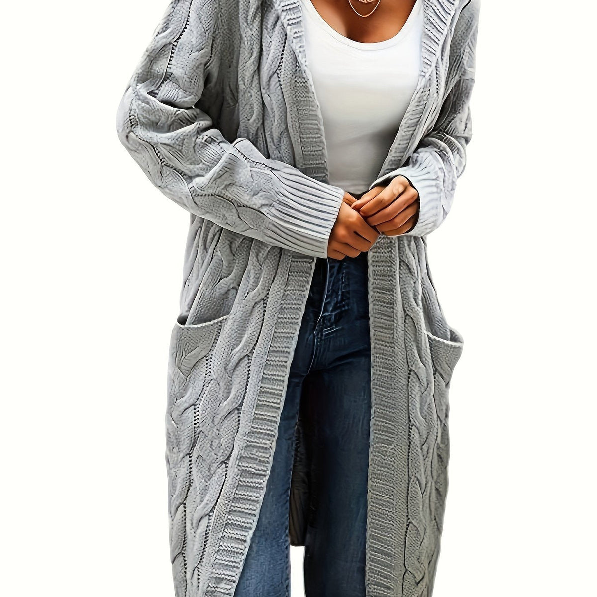 Aurélie - Cardigan Élégant Maxi Torsadé