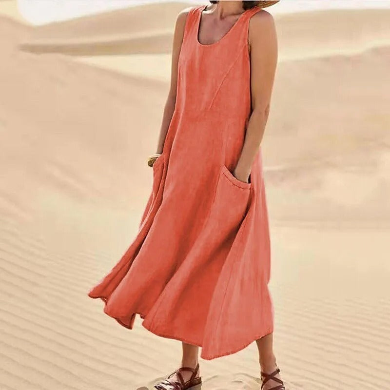 Camille - Robe Lin Sans Manches Longue Femme