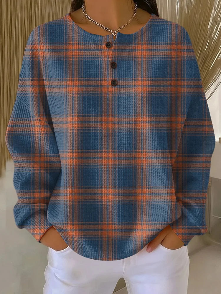 Hélène | Pull Chic Carreaux Col Rond