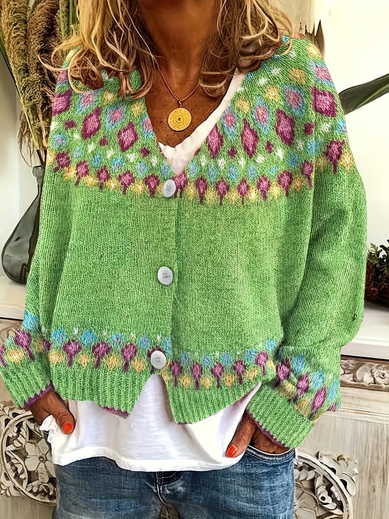 Élodie - Cardigan Féminin Bohème Col V