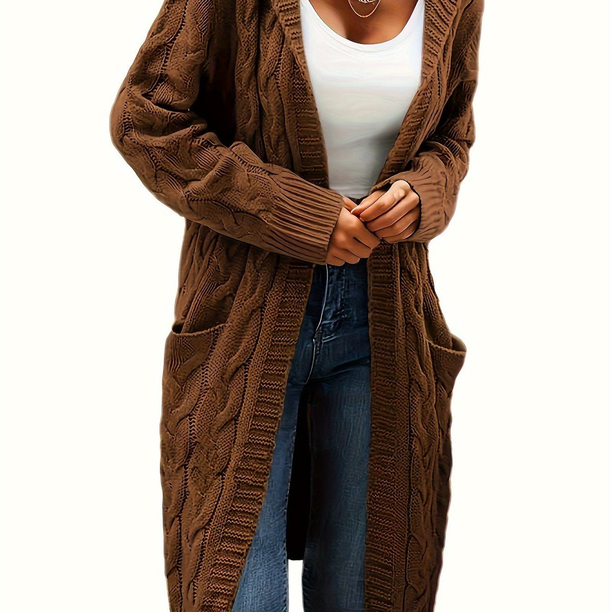 Aurélie - Cardigan Élégant Maxi Torsadé