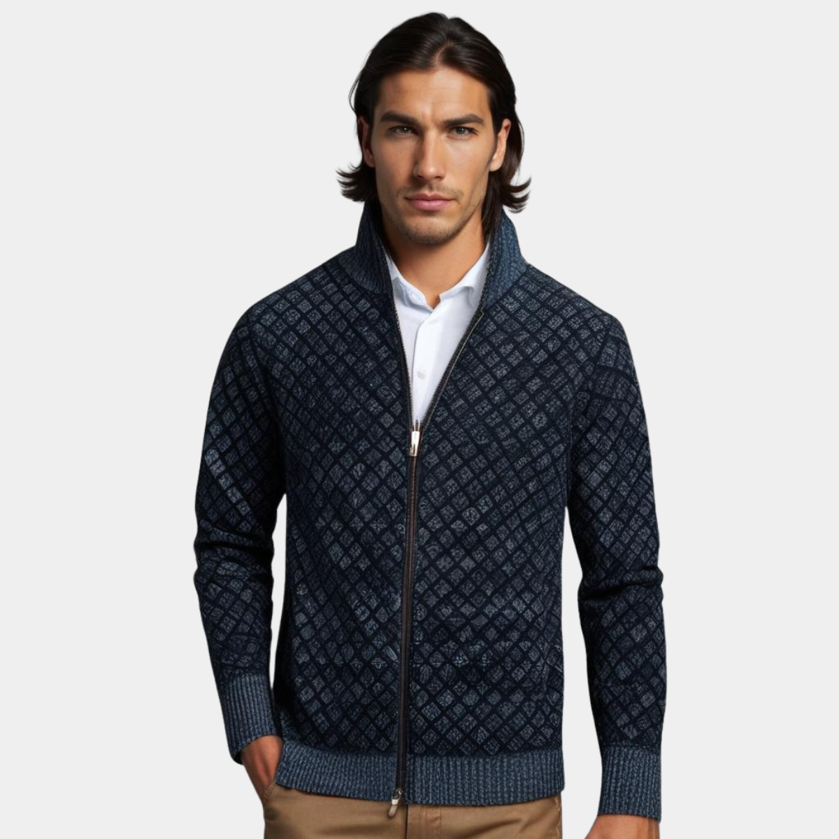 Patrick - Cardigan Raffiné Jacquard Zippé