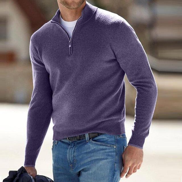 Julien - Pull Élégant Col Montant Zippé