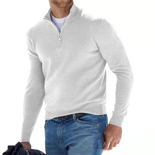 Julien - Pull Élégant Col Montant Zippé
