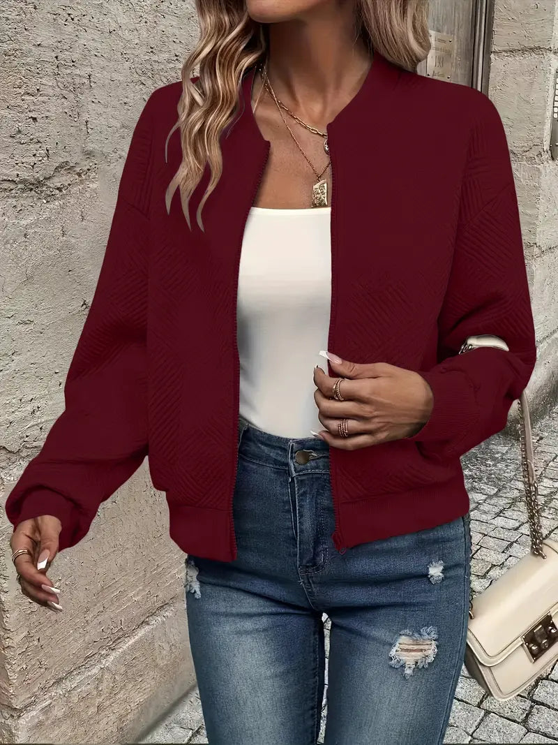 Priya - Veste Élégante Texturée Zippée