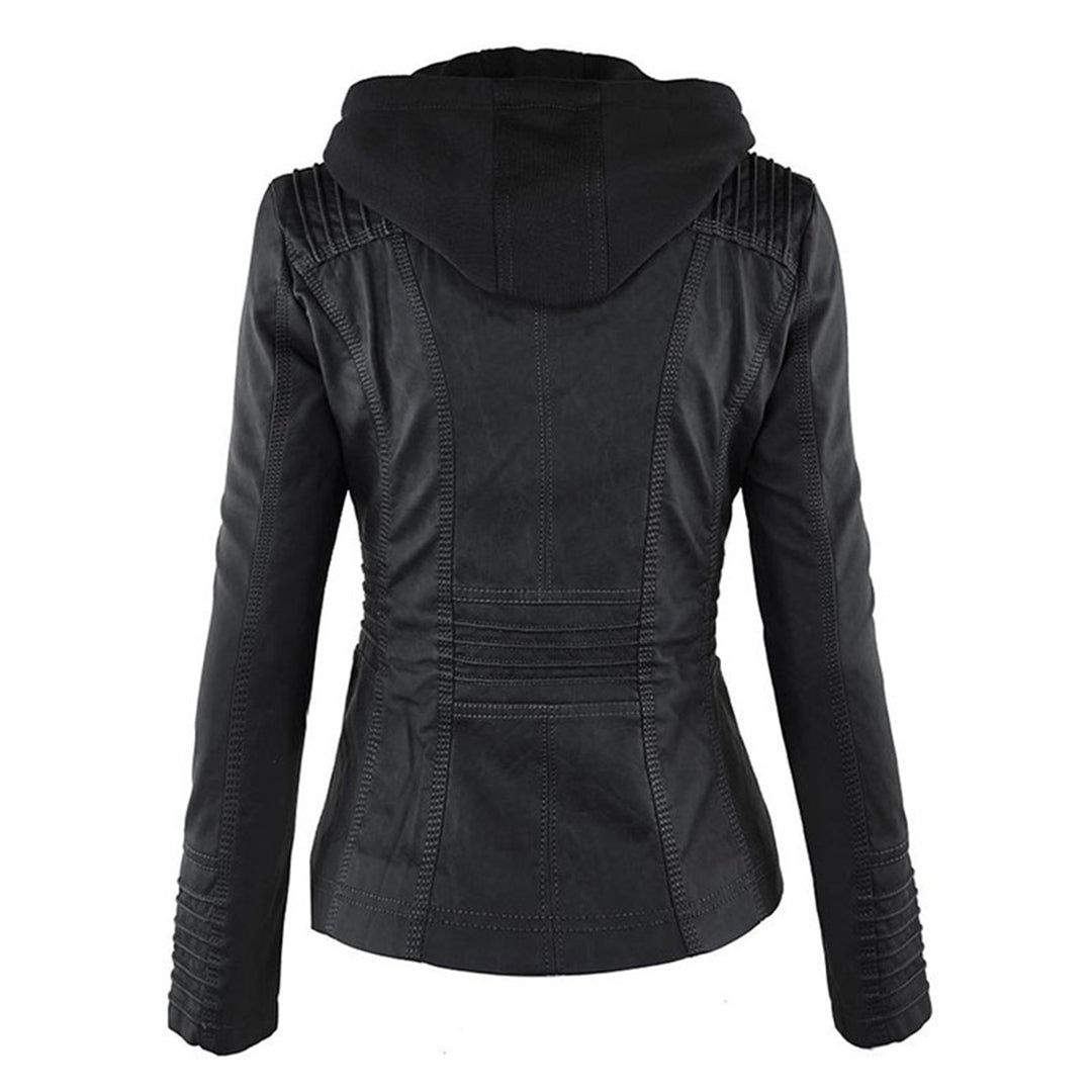 Aurélie - Veste Chic Cuir Capuche