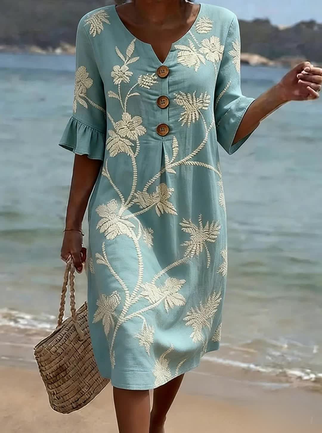 Robe d'ĂtĂ© Femme Fleurie BoutonnĂ©e - ChloĂ©