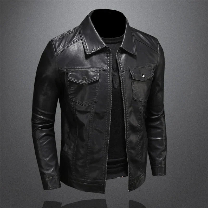 Marc - Veste Élégante Cuir Poches Plaquées