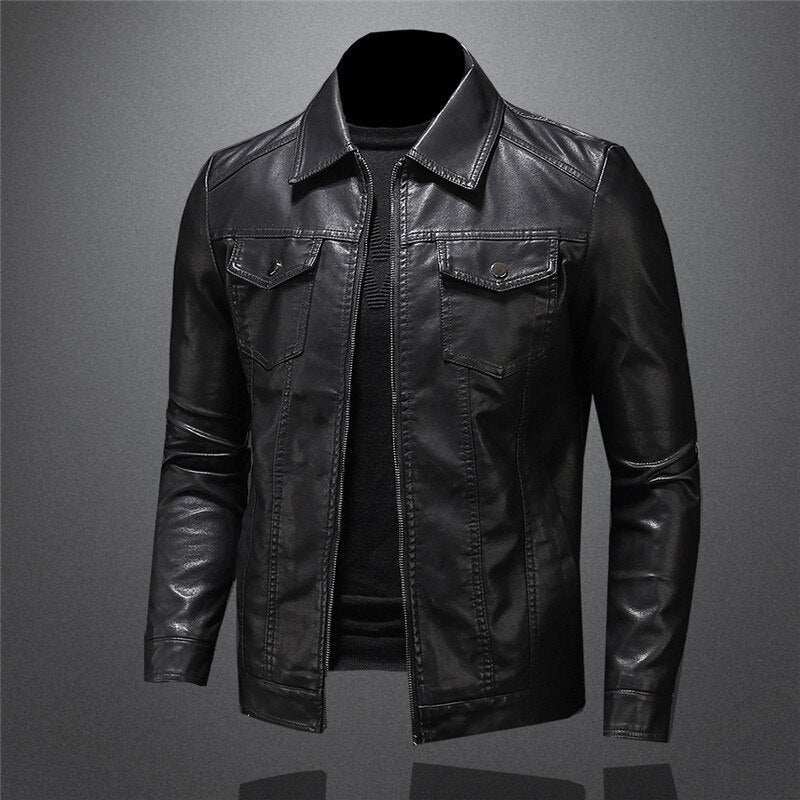 Marc - Veste Élégante Cuir Poches Plaquées