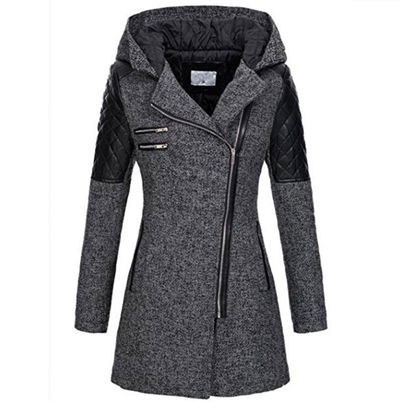 Manon - Manteau Élégant Long Zippé Asymétrique