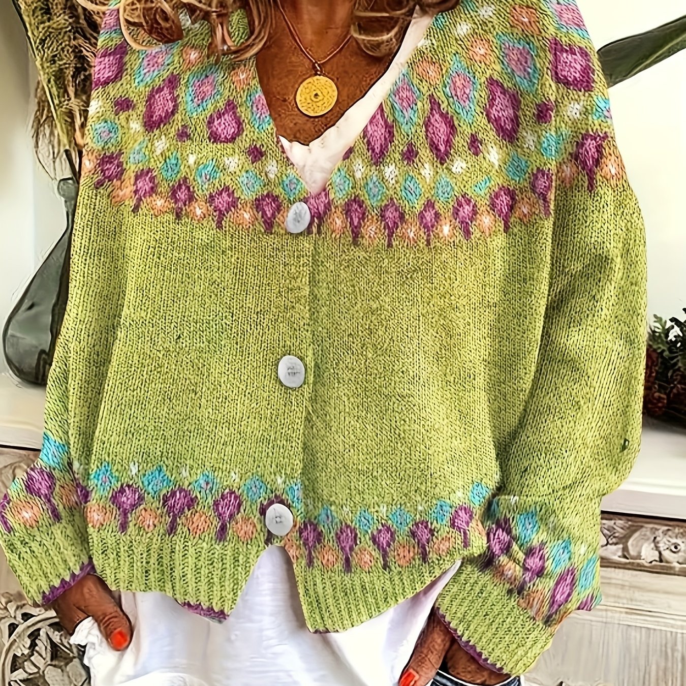 Élodie - Cardigan Féminin Bohème Col V