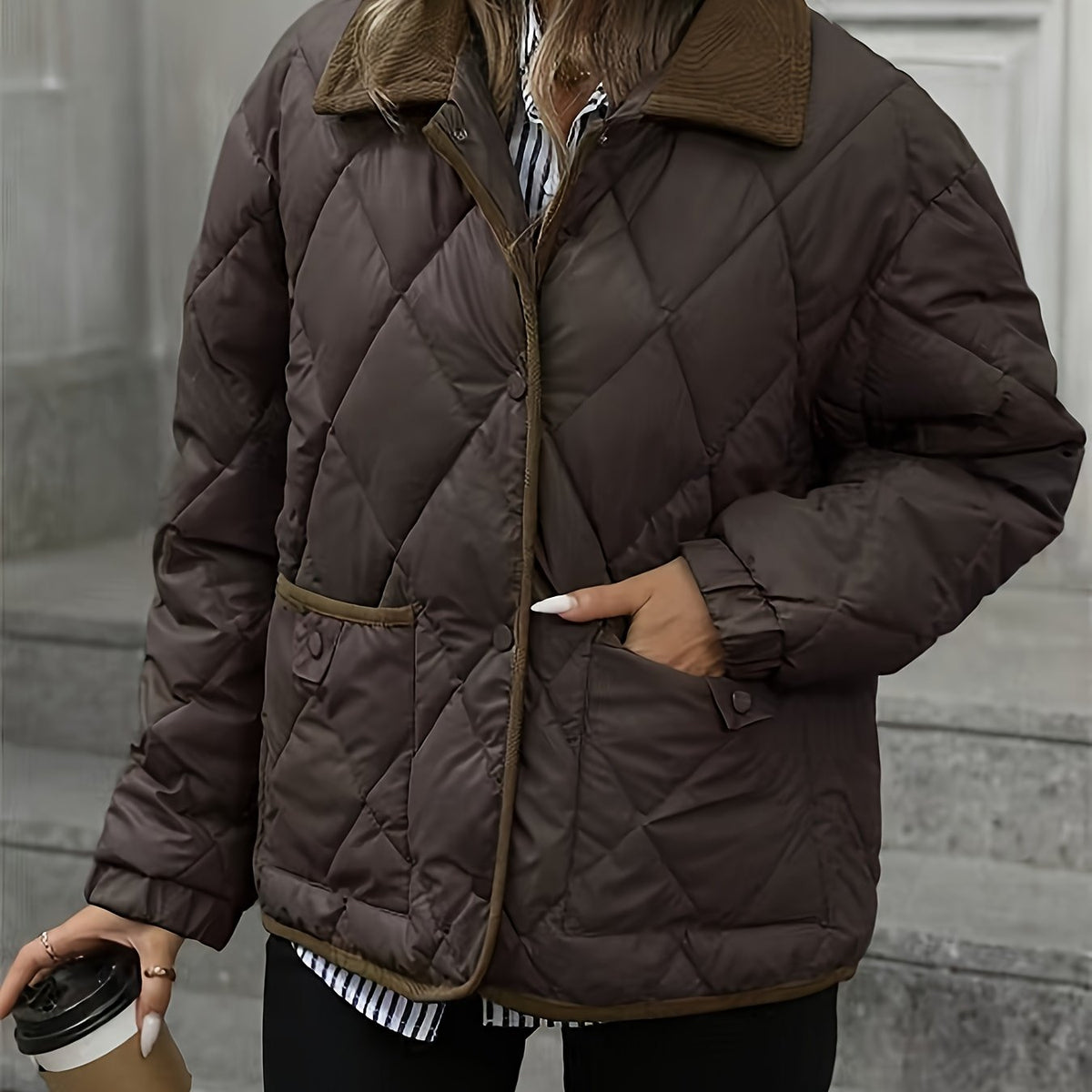 Camille - Doudoune Chic Matelassée Col Contrasté