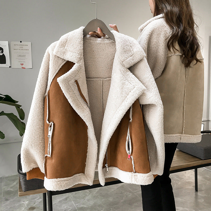 Élise - Veste femme aviateur peau lainée