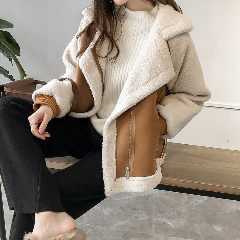 Élise - Veste femme aviateur peau lainée