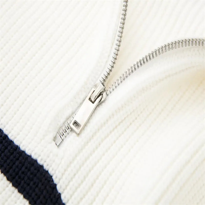 Antoine - Pull Chic Rayé Col Zippé