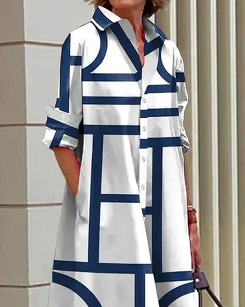 Estelle - Robe Imprimée Géométrique - Coupe Fluide - Femme