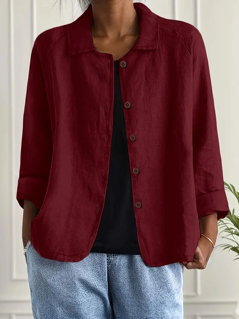 Sylvie | Cardigan Élégant Col Chemise Boutonné