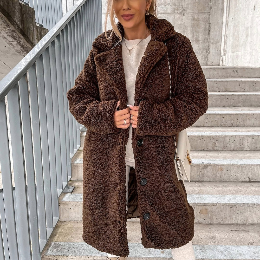 Inès - Manteau femme long teddy