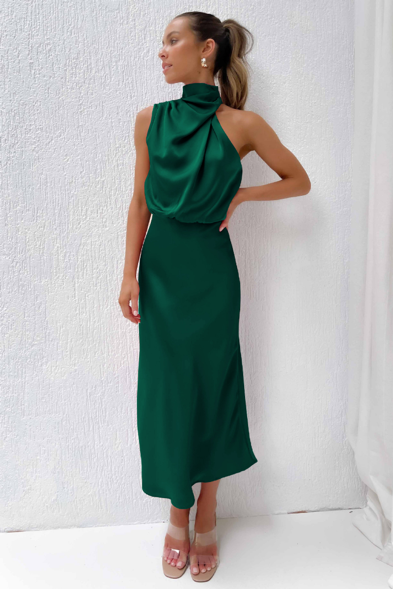 Robe Midi Femme en Satin Dos Nu - Aurélie