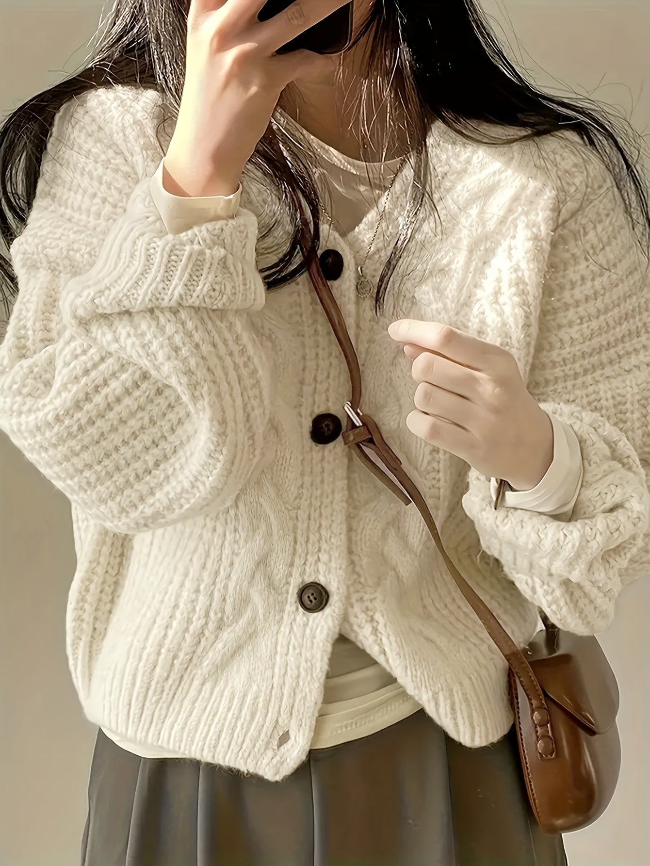 Christine - Cardigan Élégant Grosse Maille Torsadée