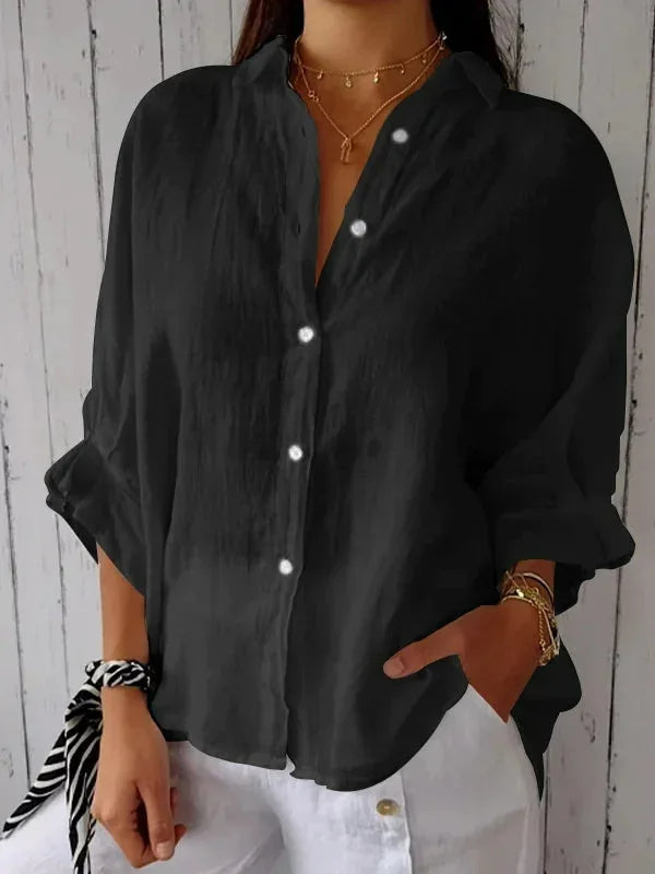 Nathalie - Blouse Lin Légère Boutonnée Femme