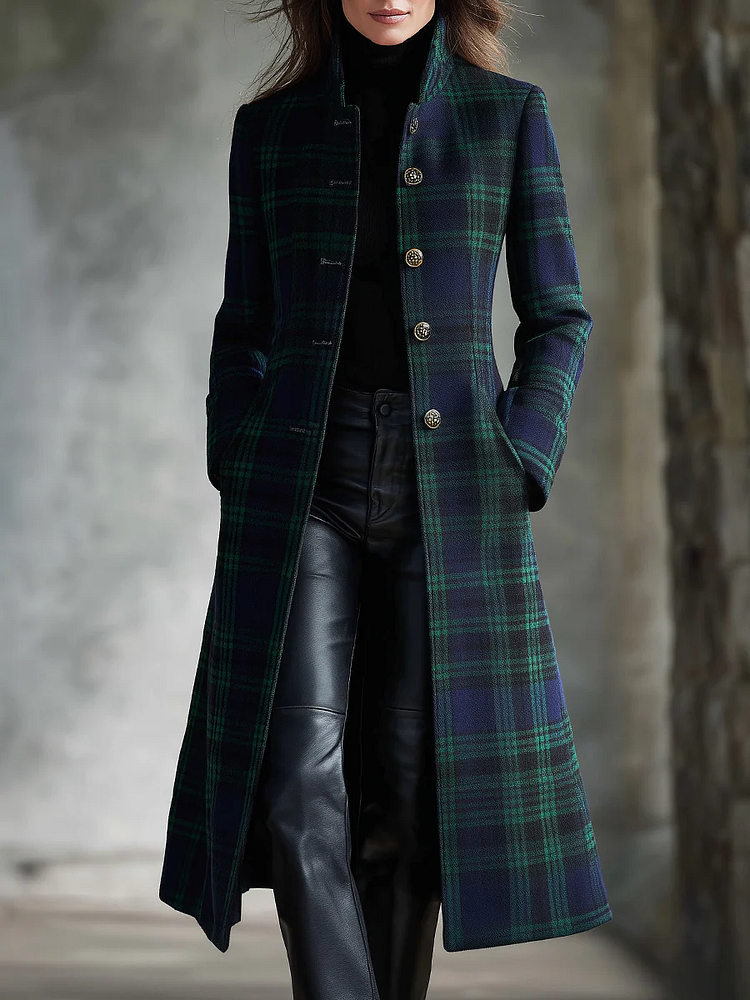 Nathalie | Manteau ĂlĂ©gant Laine Carreaux