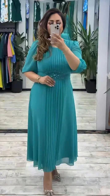 Delphine - Robe Mi-Longue Femme Élégante