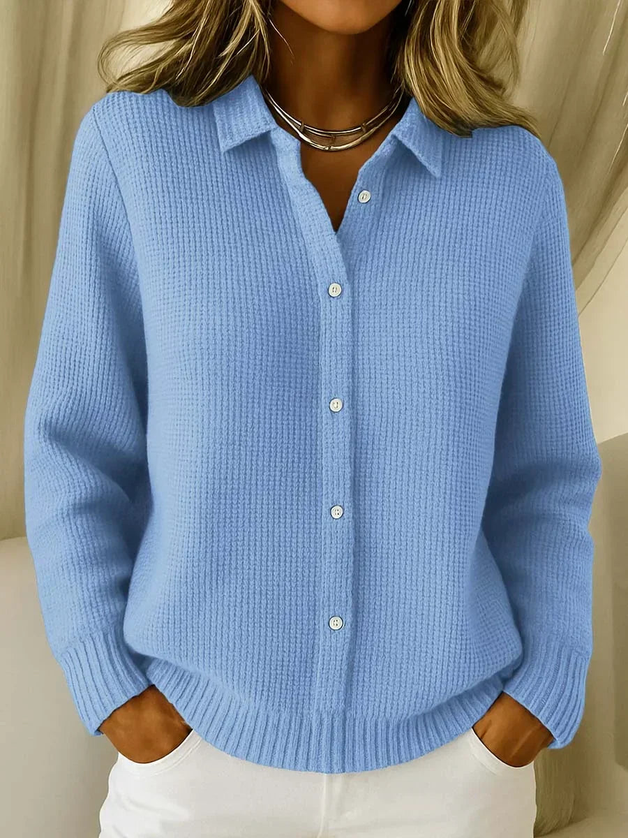 Nathalie - Gilet Élégant Maille Col Boutonné