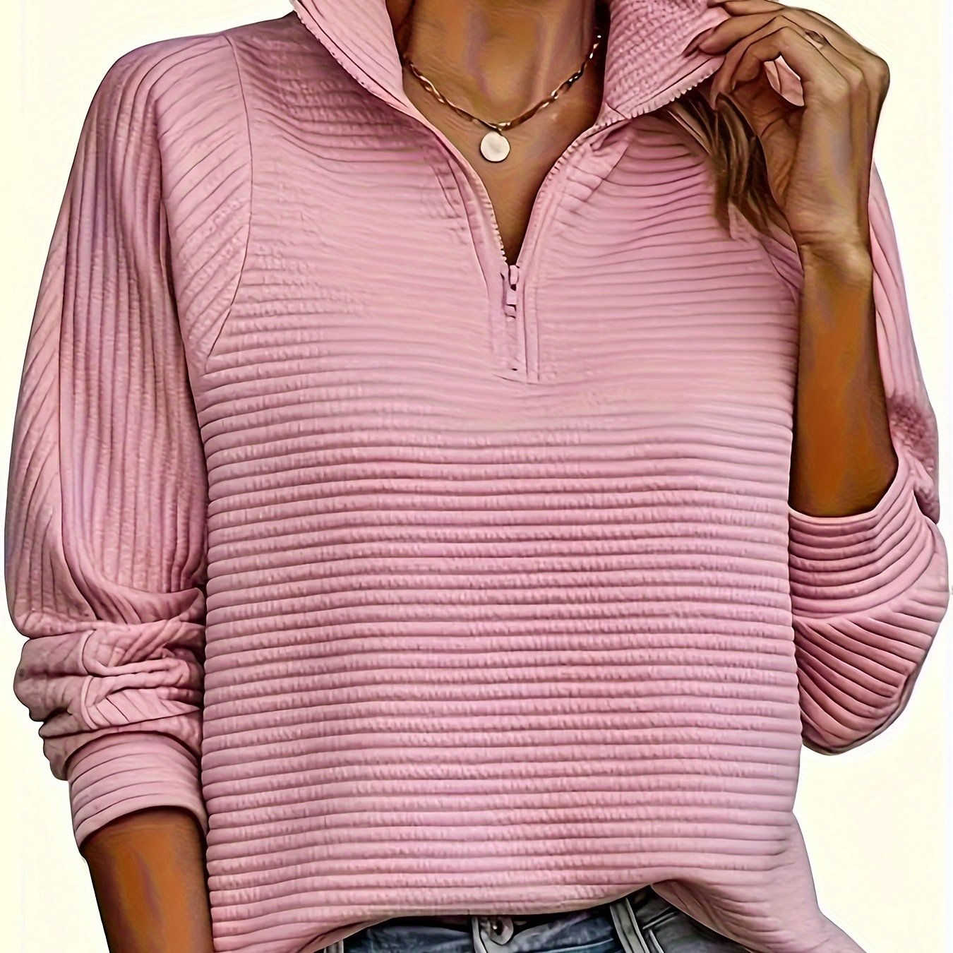Camille - Sweat Chic Col Zippé Texturé