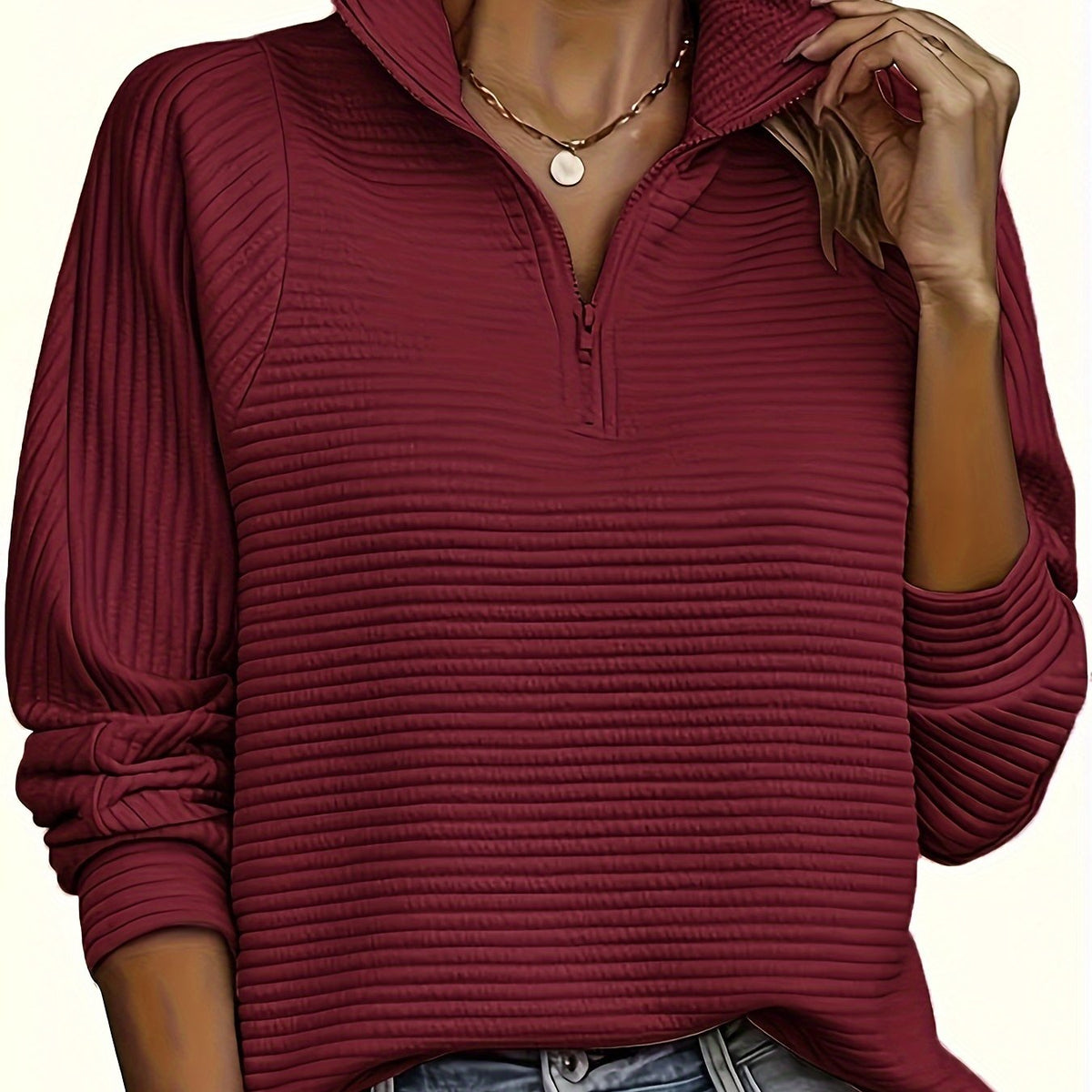 Camille - Sweat Chic Col Zippé Texturé