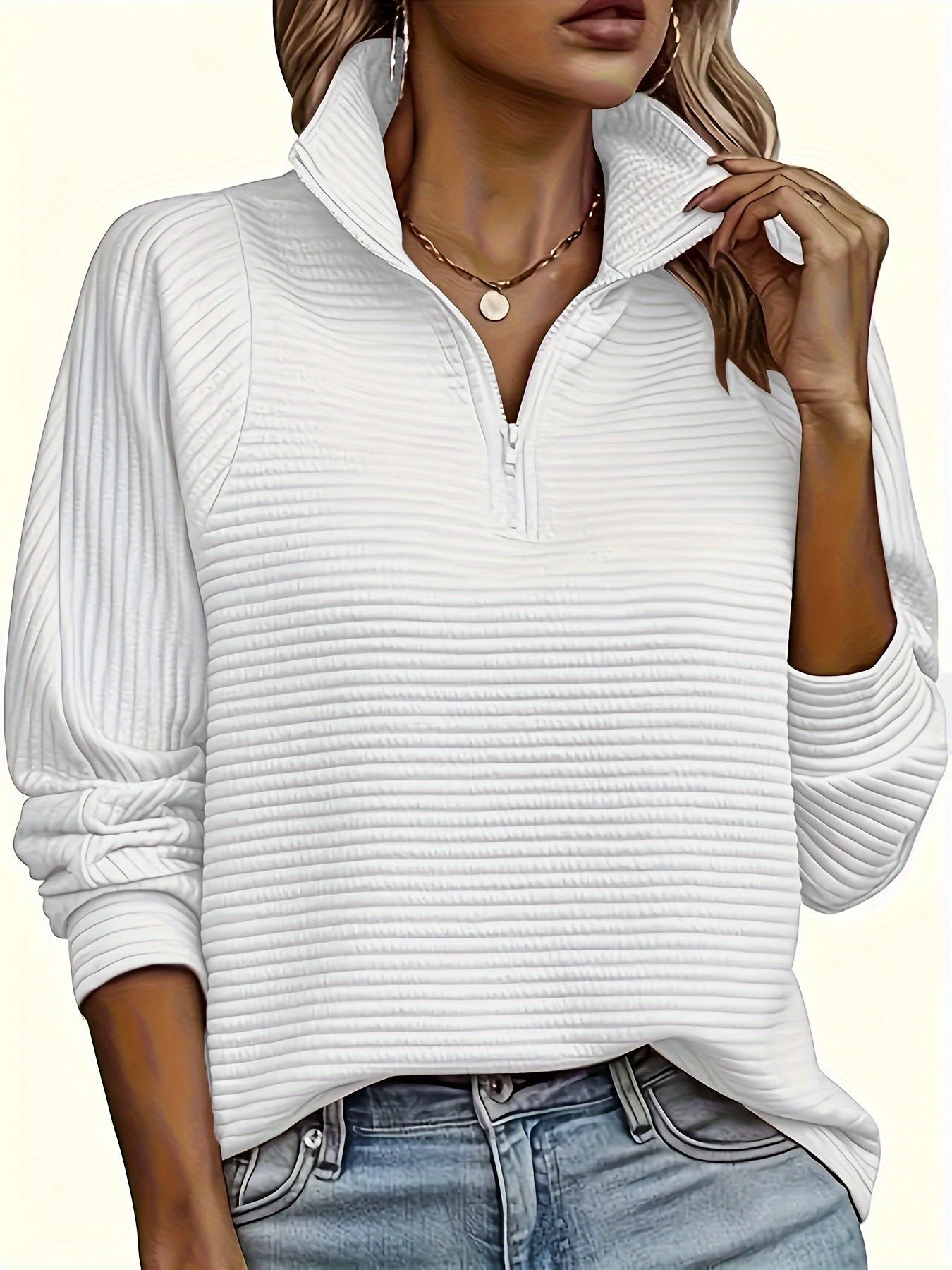 Camille - Sweat Chic Col Zippé Texturé