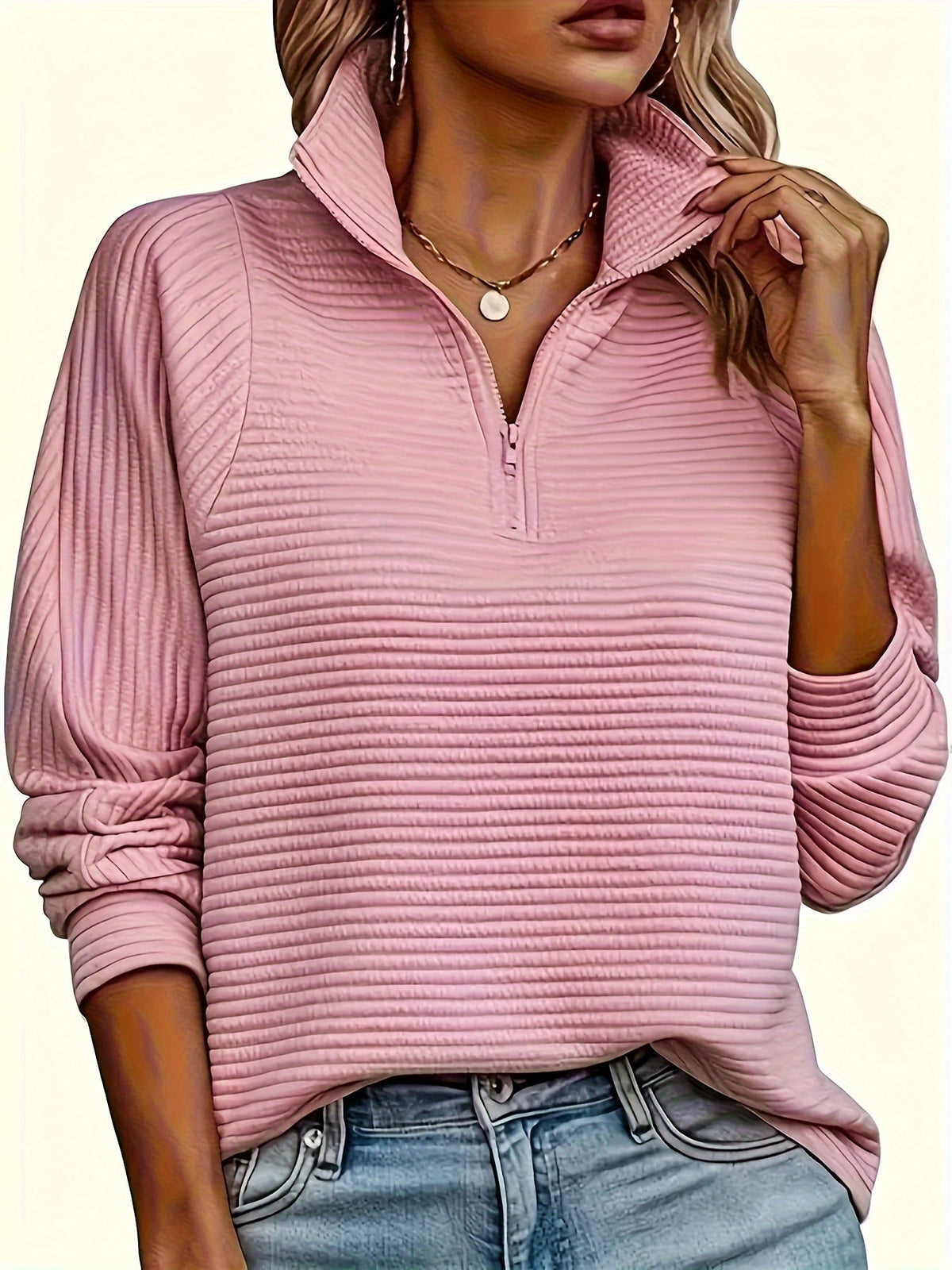 Camille - Sweat Chic Col Zippé Texturé