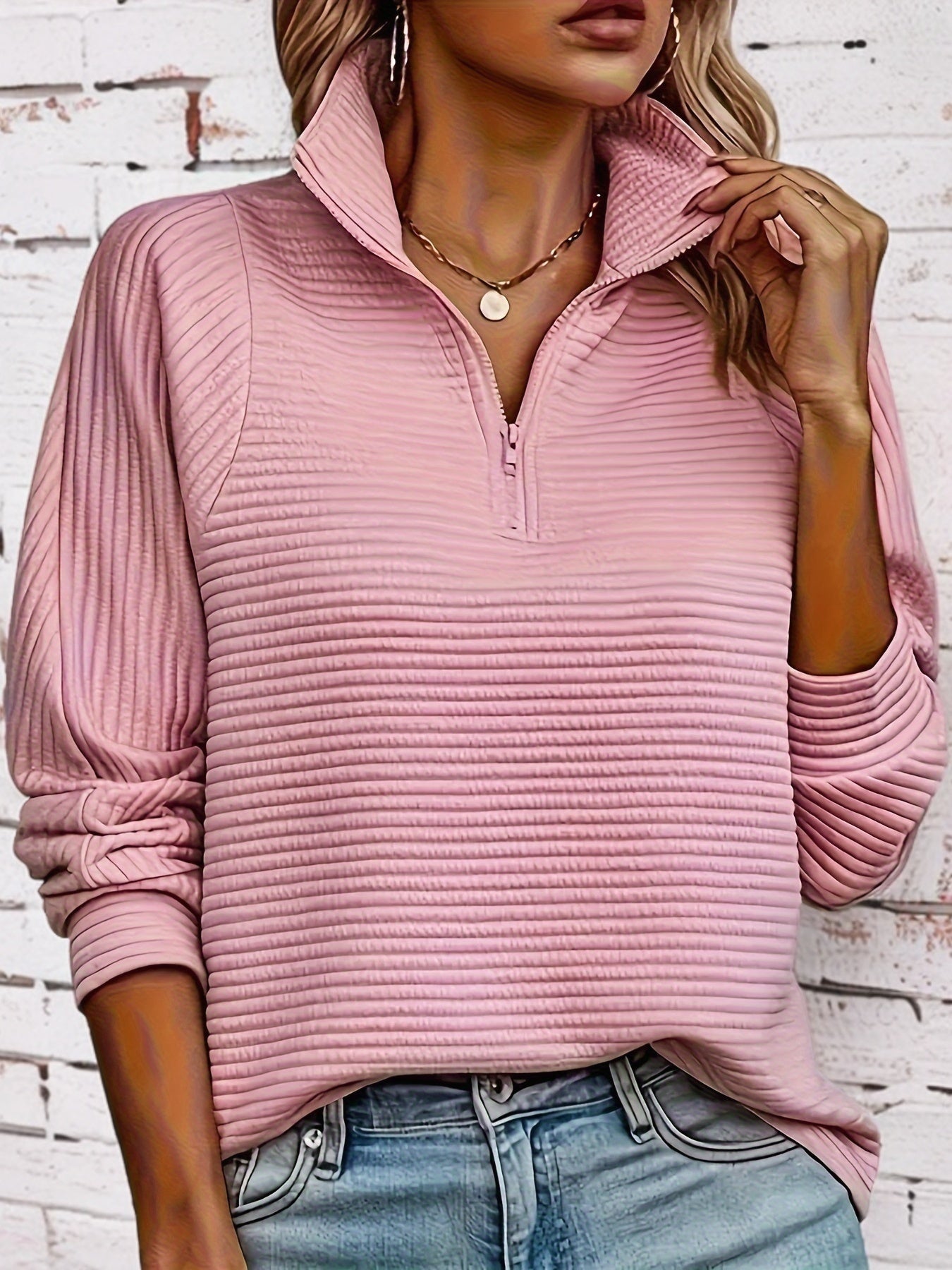 Camille - Sweat Chic Col Zippé Texturé