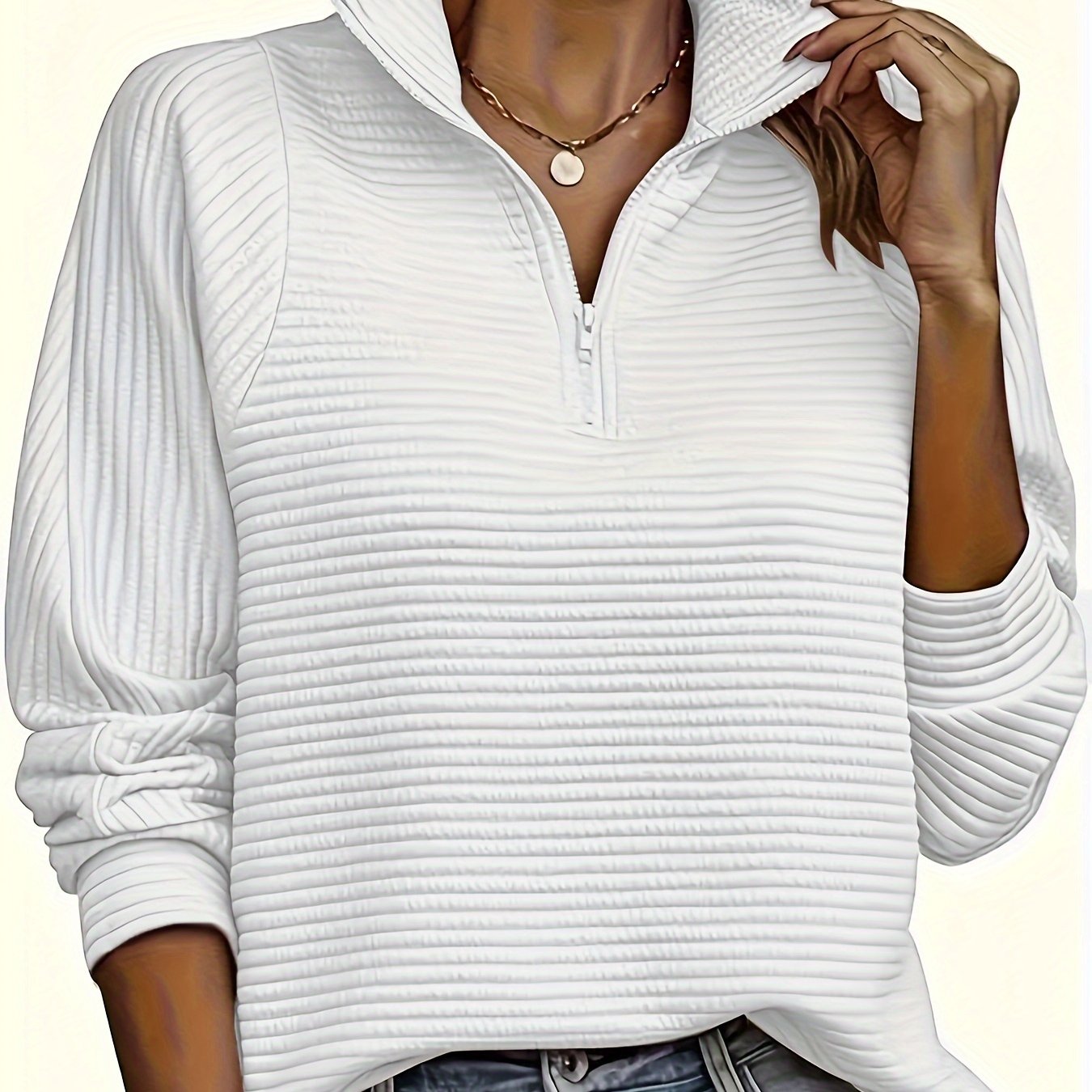 Camille - Sweat Chic Col Zippé Texturé