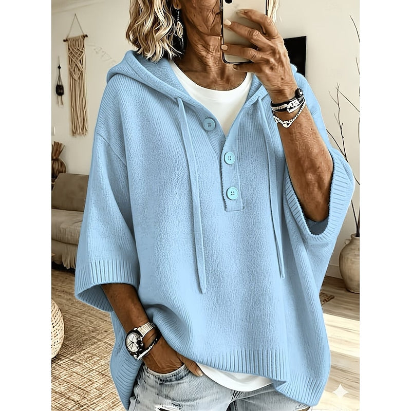 Nathalie - Sweat à Capuche Chic Oversize Boutonné
