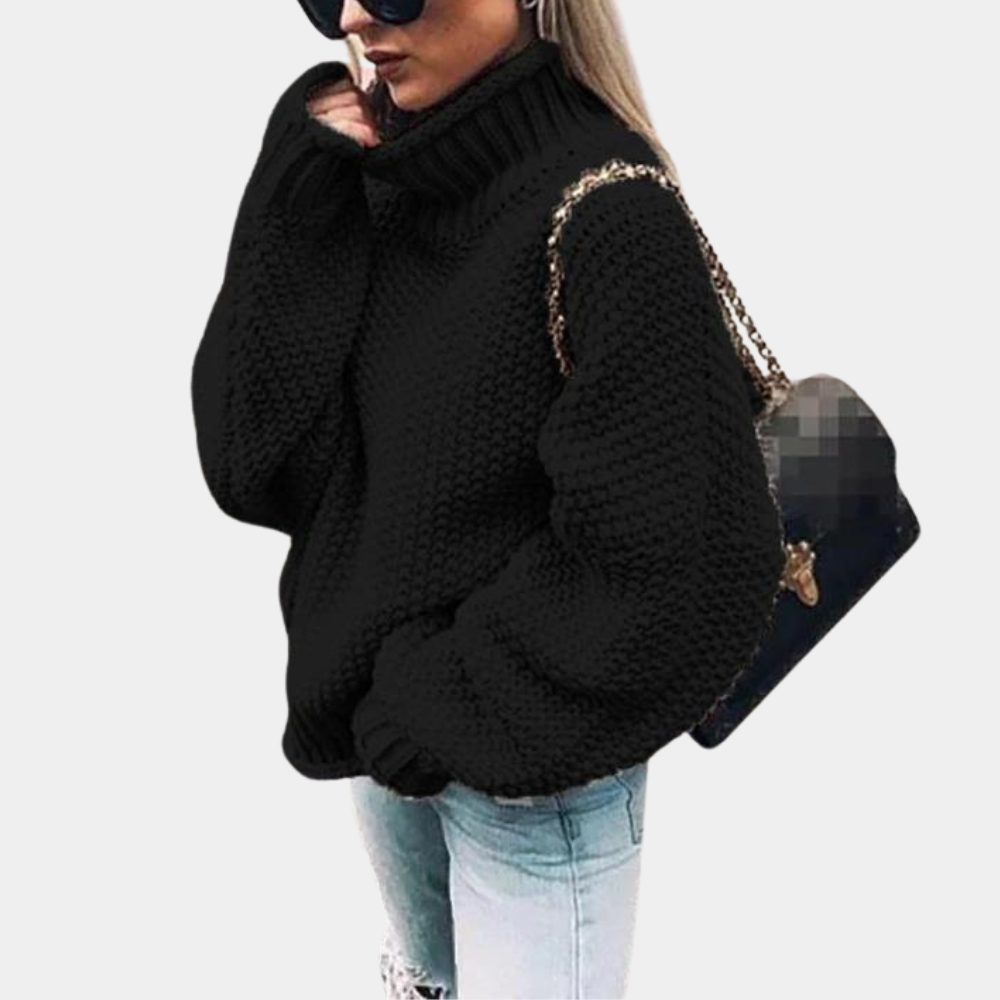 Nathalie - Pull Élégant Oversize Col Roulé