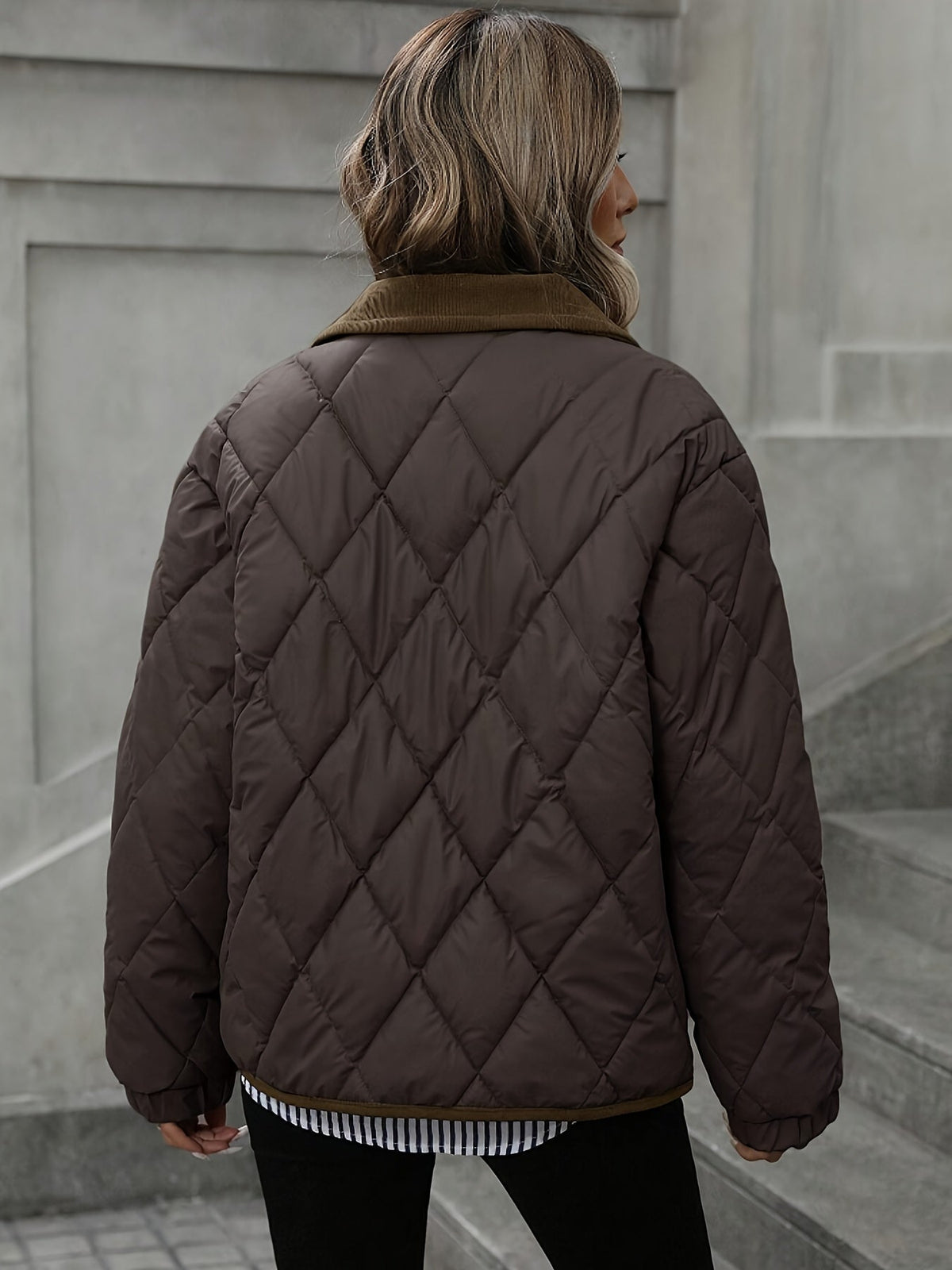 Camille - Doudoune Chic Matelassée Col Contrasté