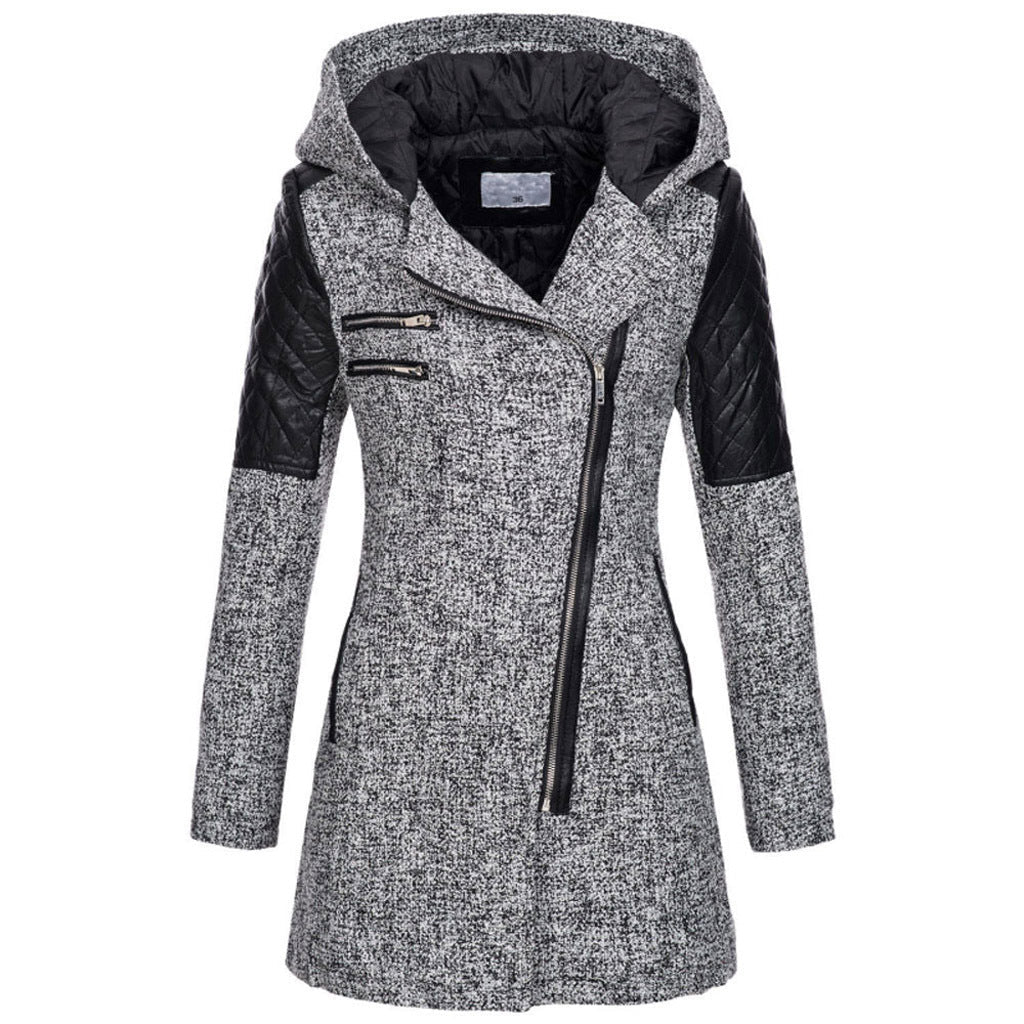 Manon - Manteau Élégant Long Zippé Asymétrique