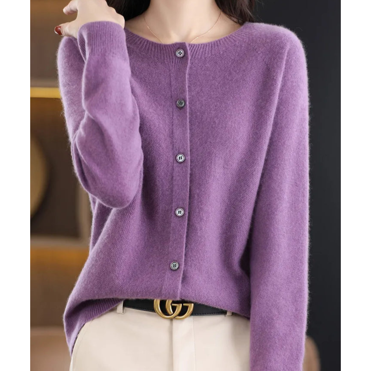 Delphine - Gilet Élégant Maille Boutonné