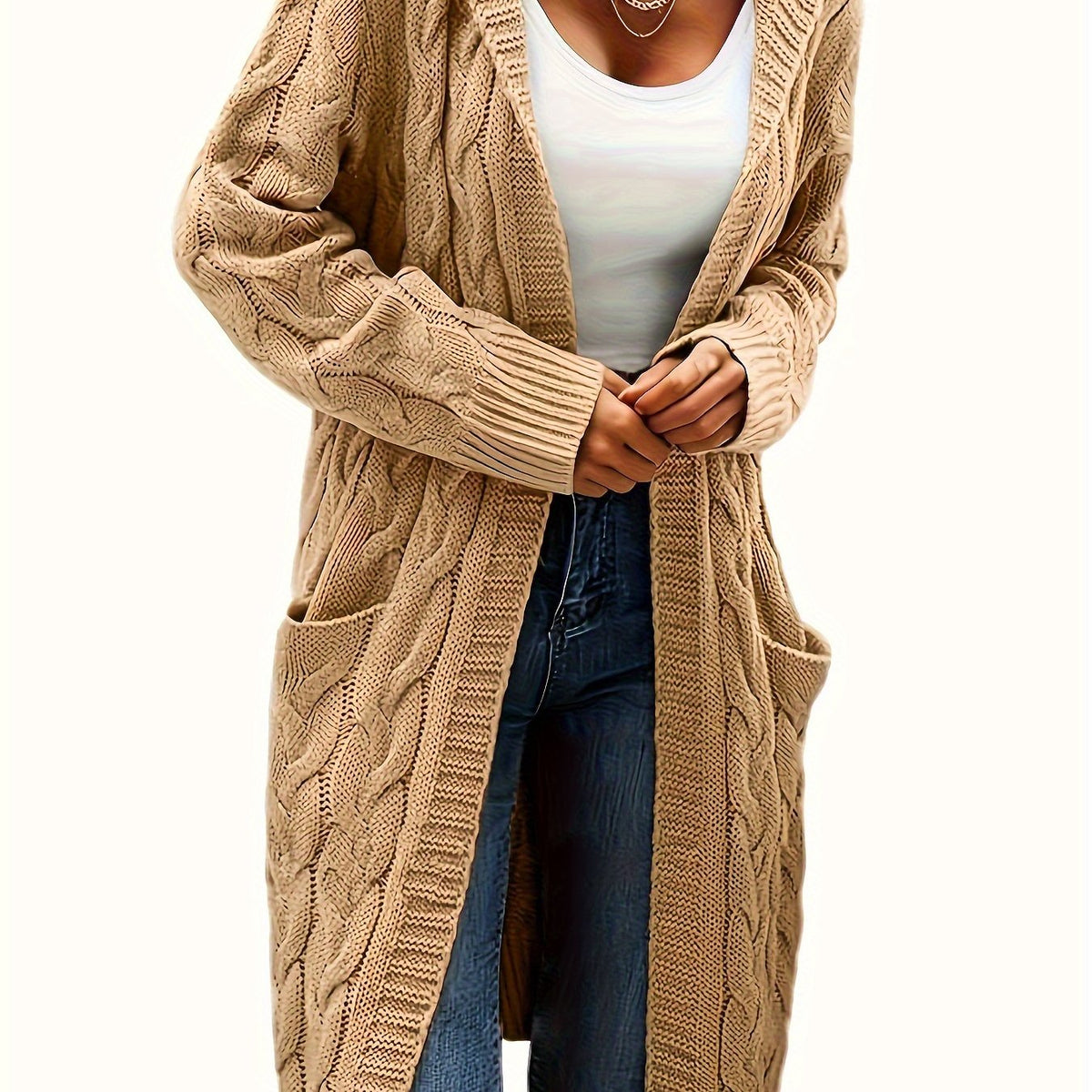 Aurélie - Cardigan Élégant Maxi Torsadé