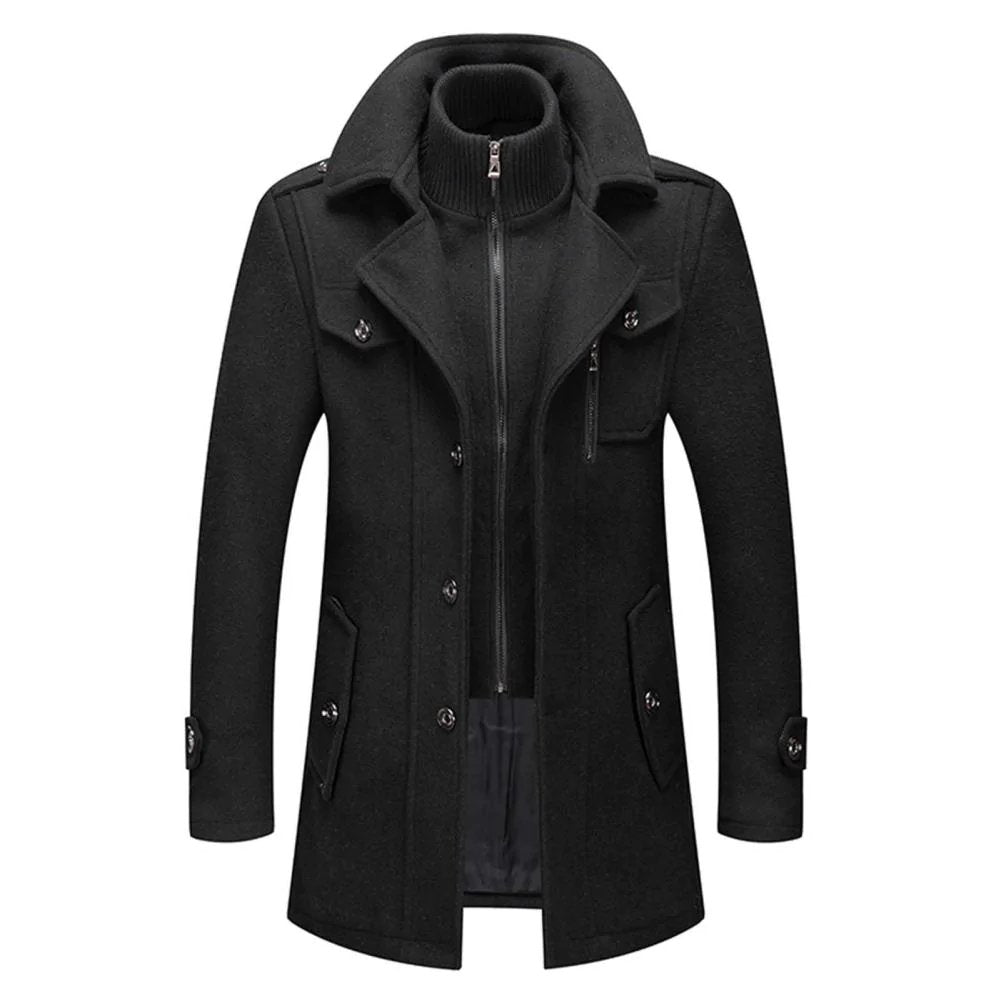 Laurent - Manteau Élégant Long Col Montant