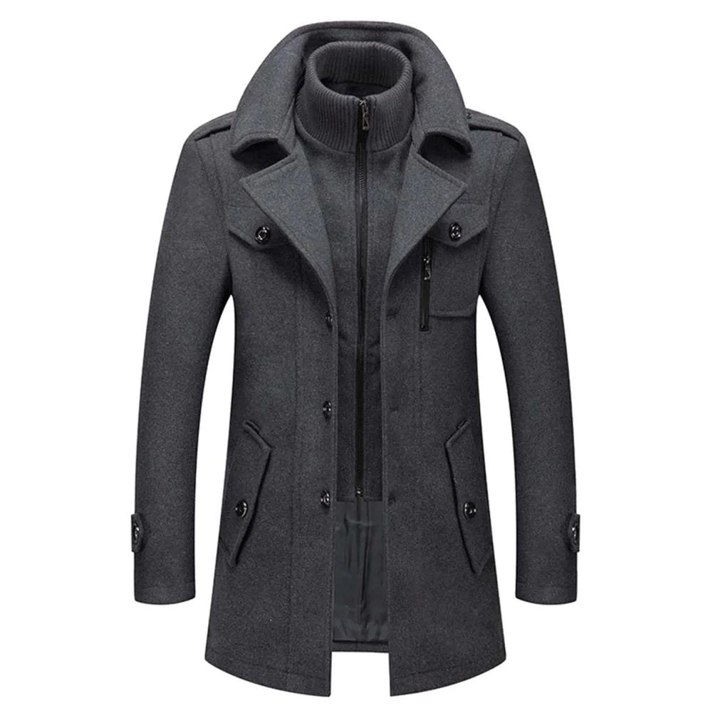 Laurent - Manteau Élégant Long Col Montant
