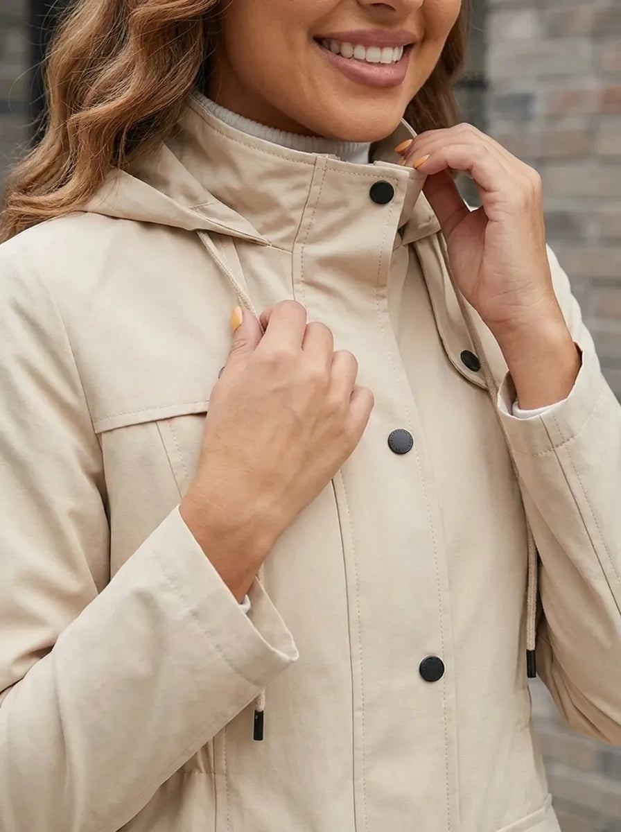 Sylvie - Imperméable Élégant Capuche Poches