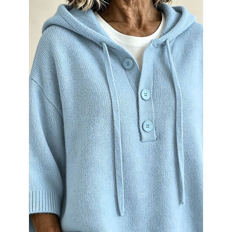 Nathalie - Sweat à Capuche Chic Oversize Boutonné