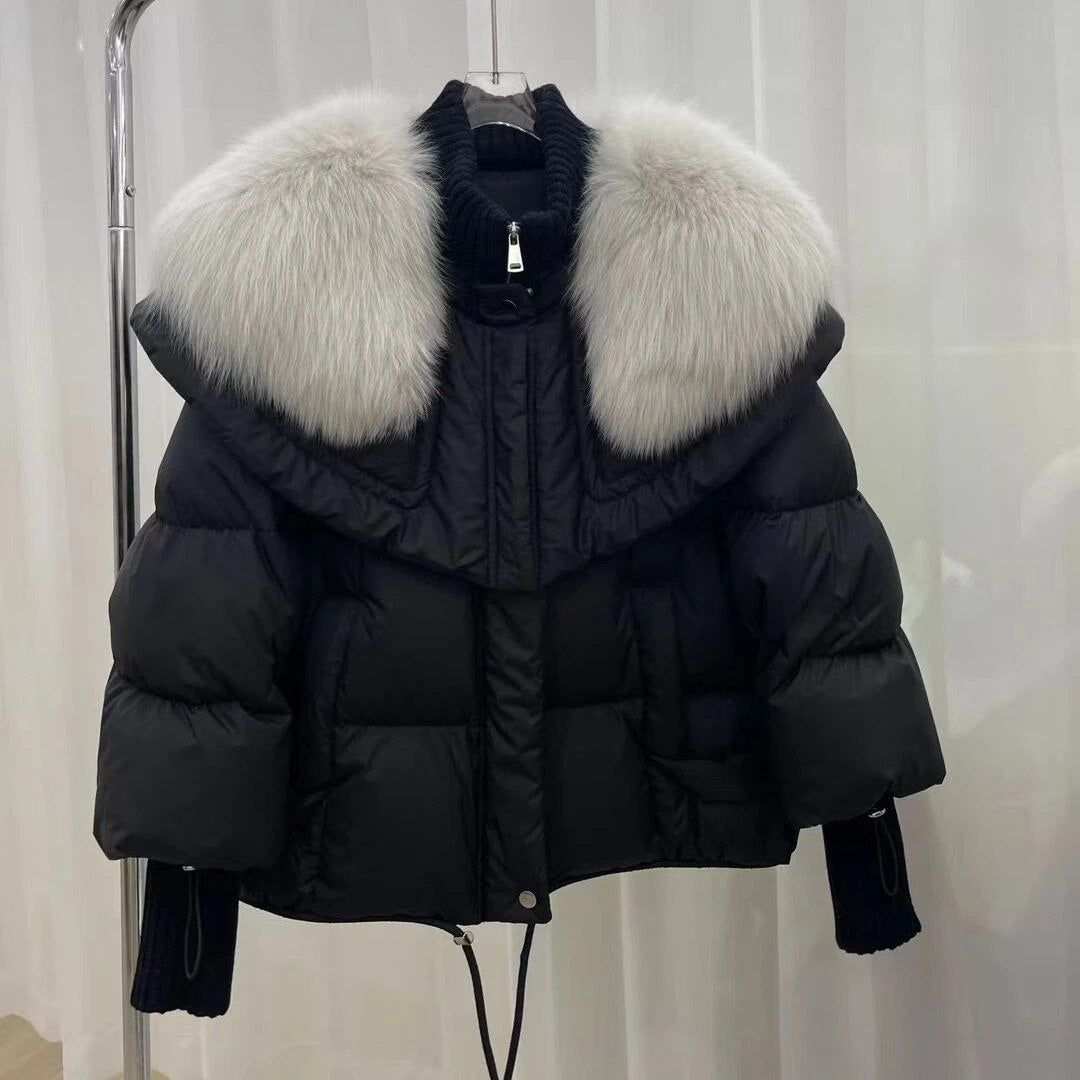 Sylvie - Doudoune Chic Courte Col Fourré